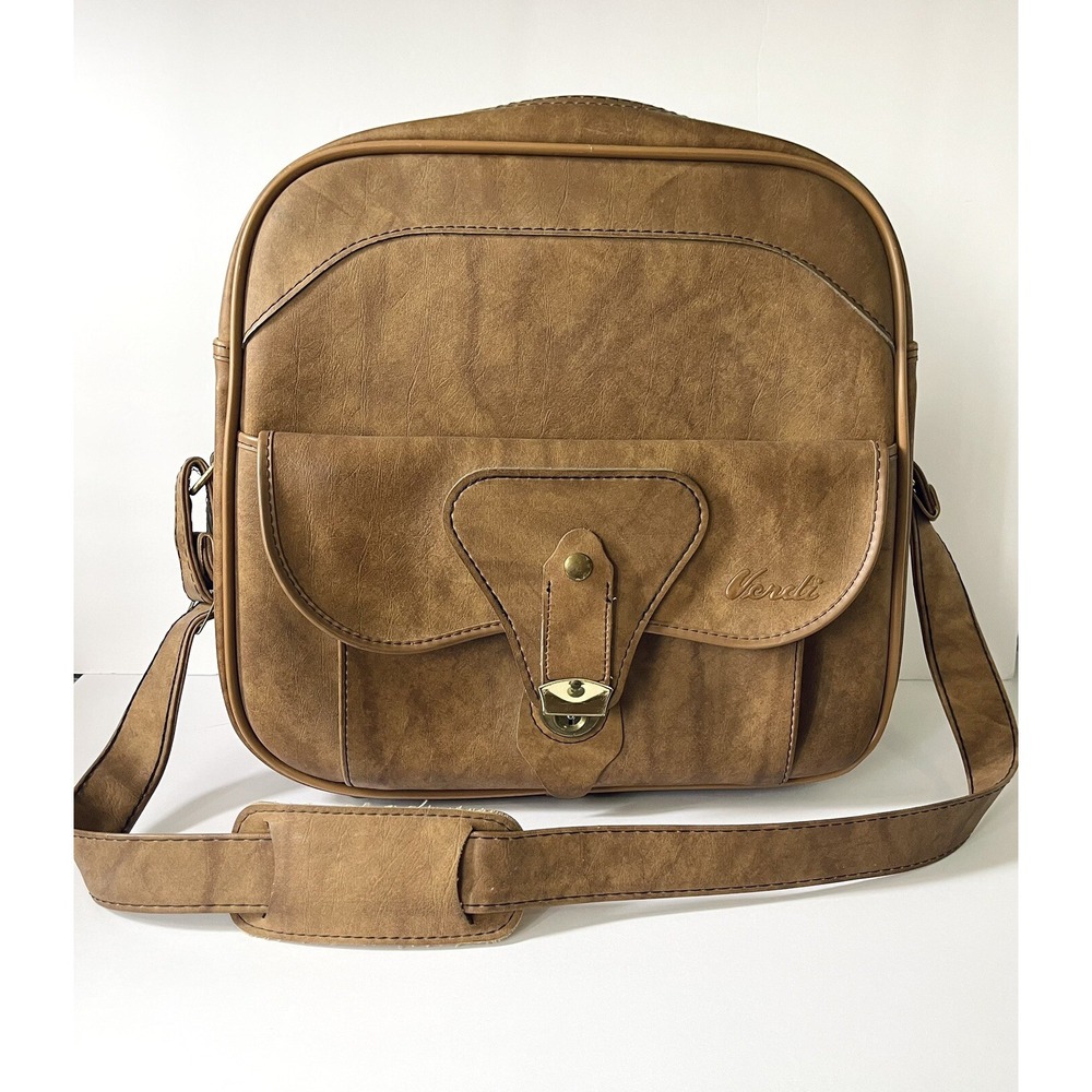 Vintage Verdi Brown Luggage Shoulder Carry On‎ Tote Bag